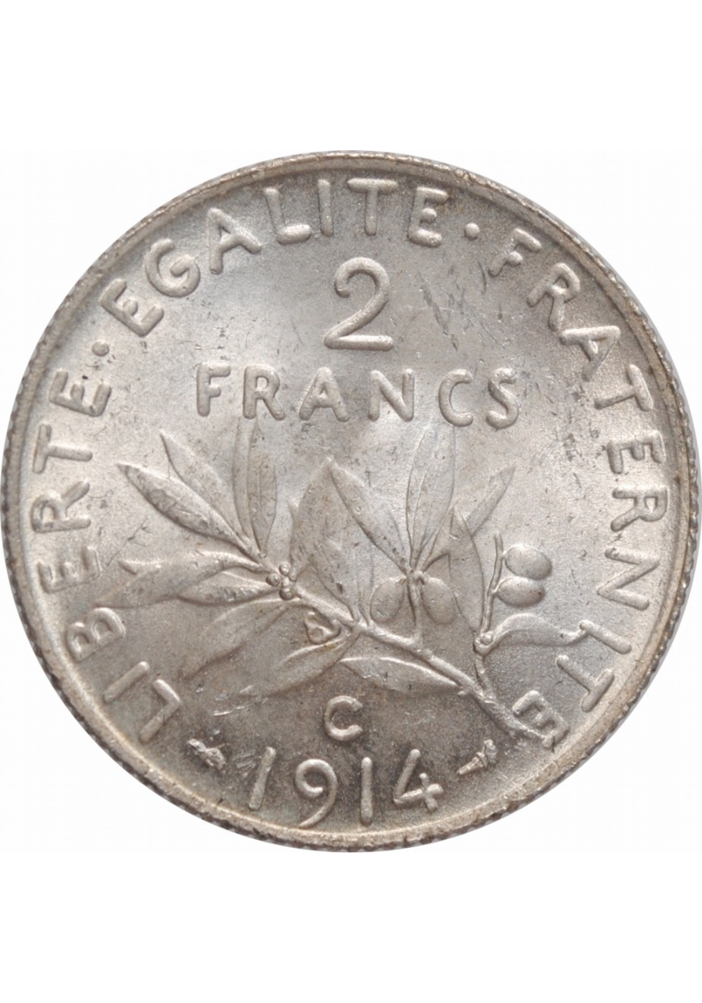 フランス 1914年C 2 Francs 銀貨 送料無料 店舗 フランス 銀貨 Francs 2 1914年C コレクション